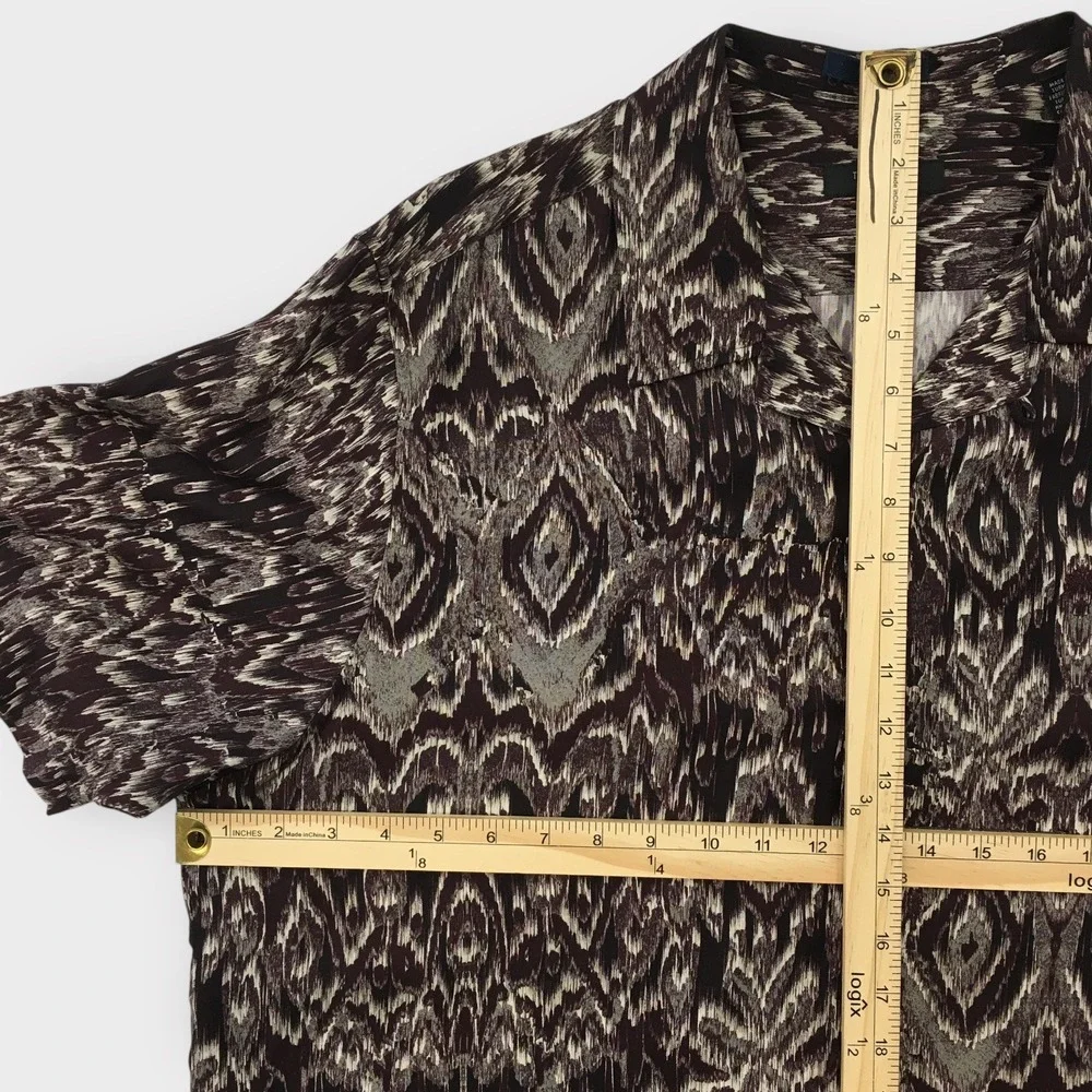 Ted Baker London Button Camp Shirt‎ Abstract Print Short Sleeve Size 6 Lyocell